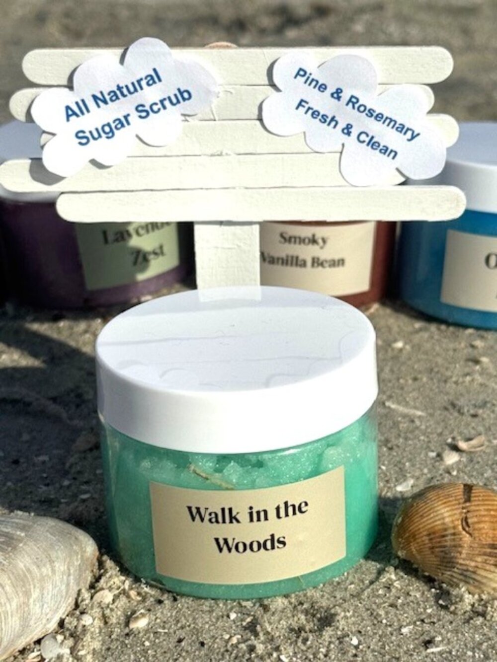 Rosemary Pine Body Sugar Scrub – All Natural Organic Exfoliator  6oz Jars